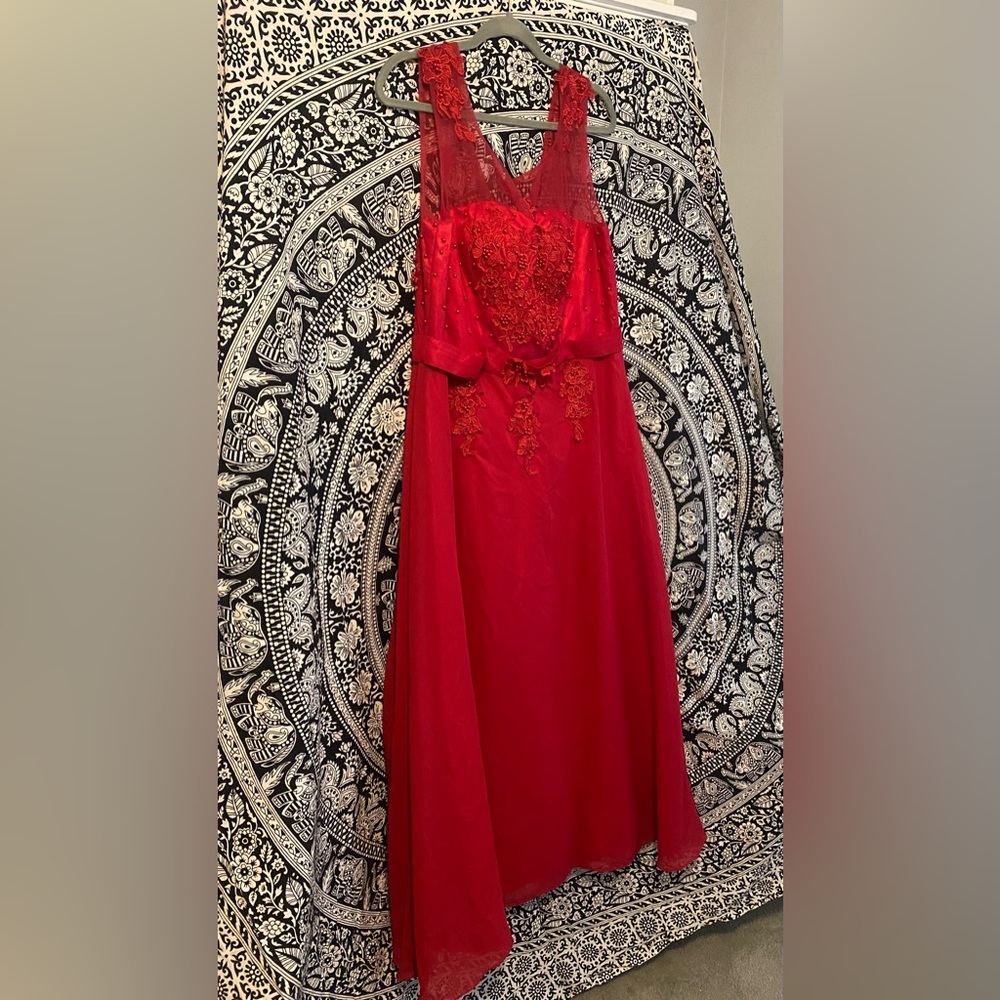 Beaded Red Evening Gown